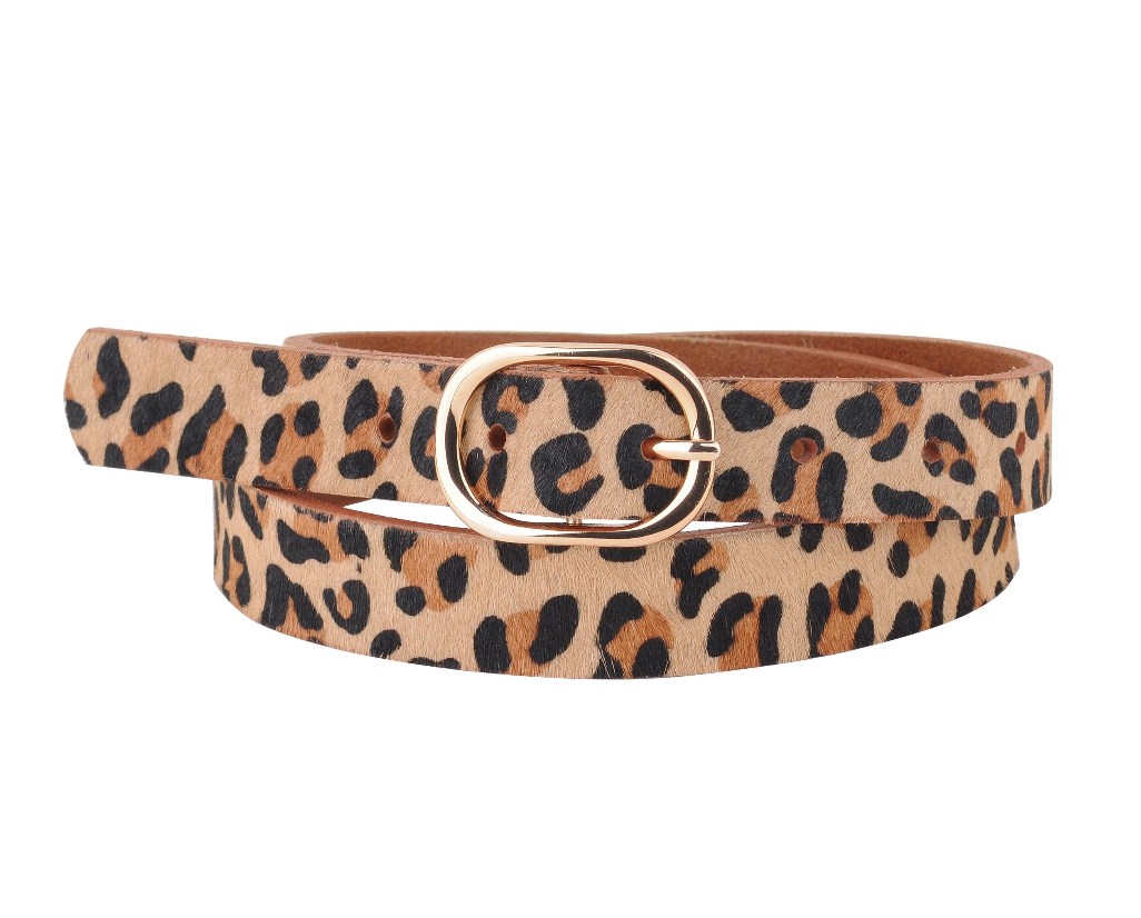 Leopard Print Calf Hair Genuine Leather Belt – Sweet Elaine  display picture 1