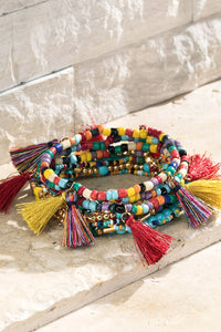 Layered Charm & Bead Bracelet Set