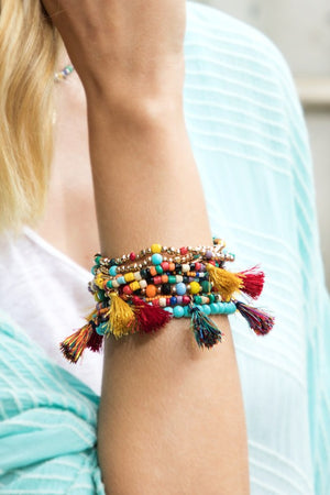 Layered Charm & Bead Bracelet Set