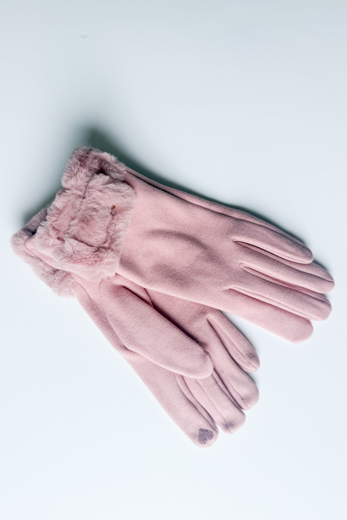 Double Faux Fur Cuff Smart Touch Gloves