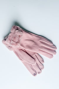 Double Faux Fur Cuff Smart Touch Gloves