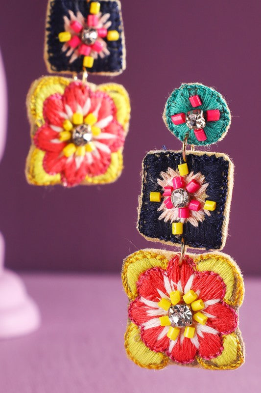 Hand Sewed Fiesta Dangle Earrings