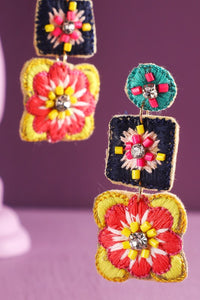 Hand Sewed Fiesta Dangle Earrings