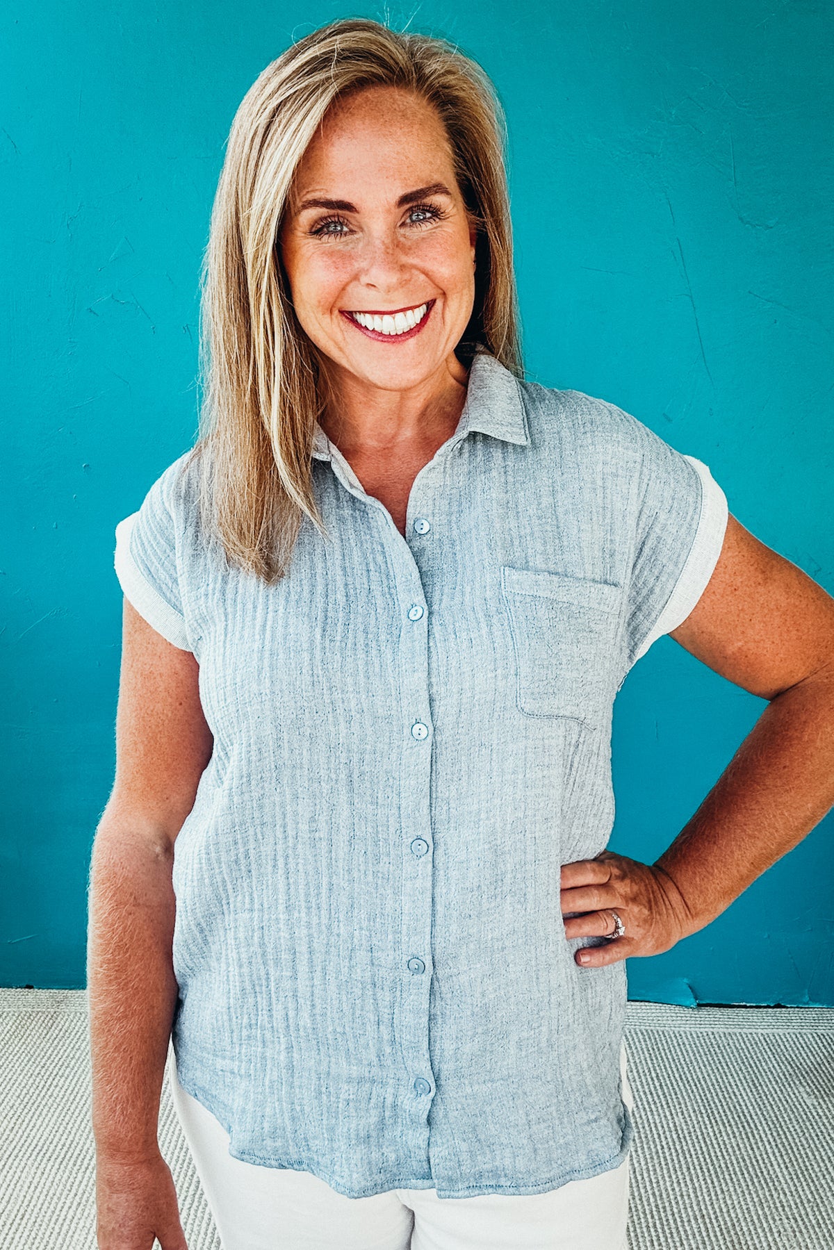 Maggie Cotton Gauze Button Down Shirt