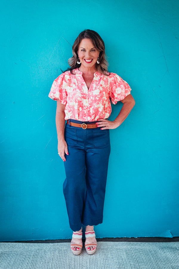 Brooke Floral Button-Front Top