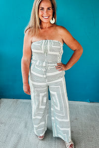 Aubrey Geometric Poplin Wide Leg Pants