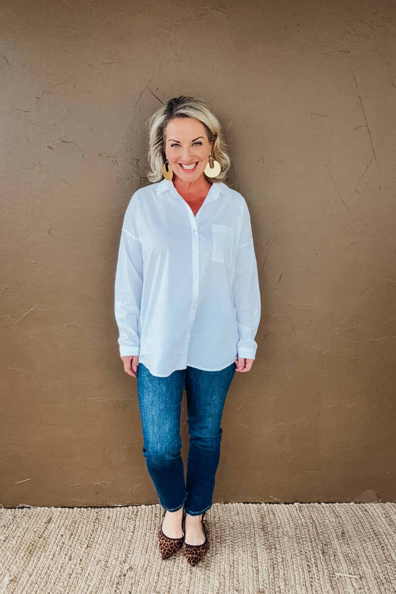 Lila Basic Button Down White Blouse