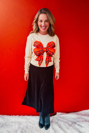 Plaid Holiday Bow Longsleeved Tee