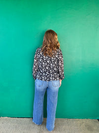 Grace Flower Print Pleat Detail Blouse