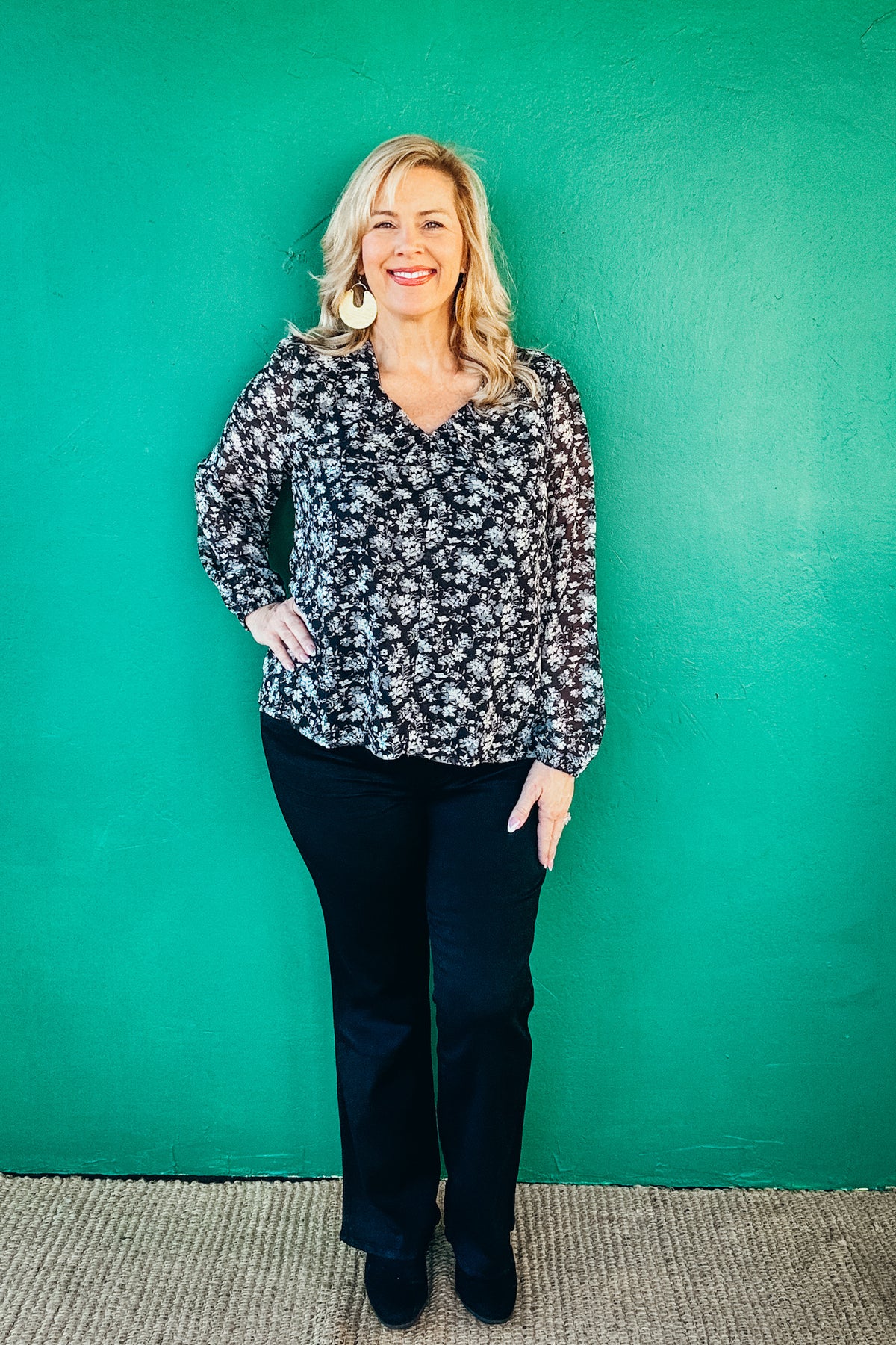 Grace Flower Print Pleat Detail Blouse