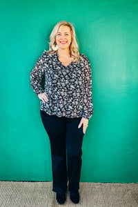 Grace Flower Print Pleat Detail Blouse