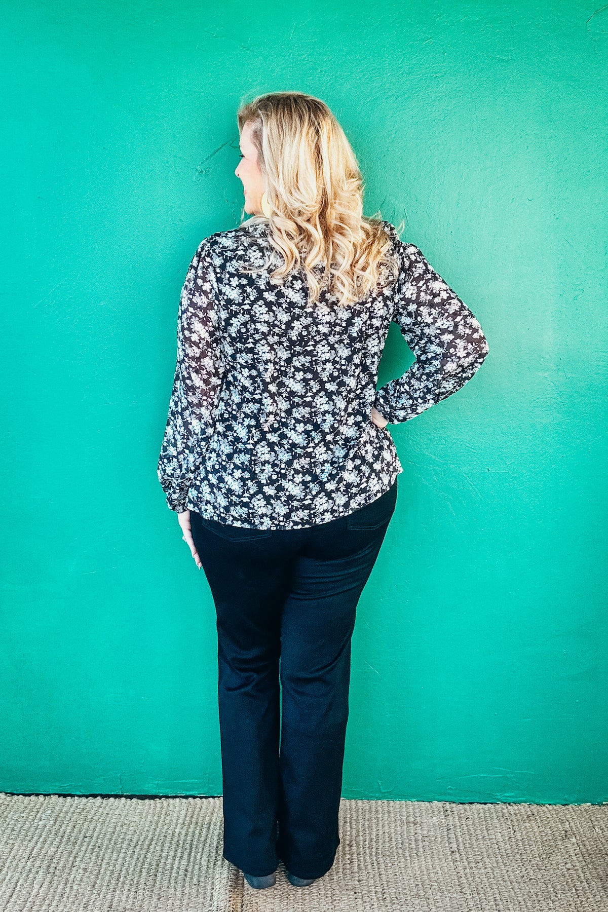 Grace Flower Print Pleat Detail Blouse