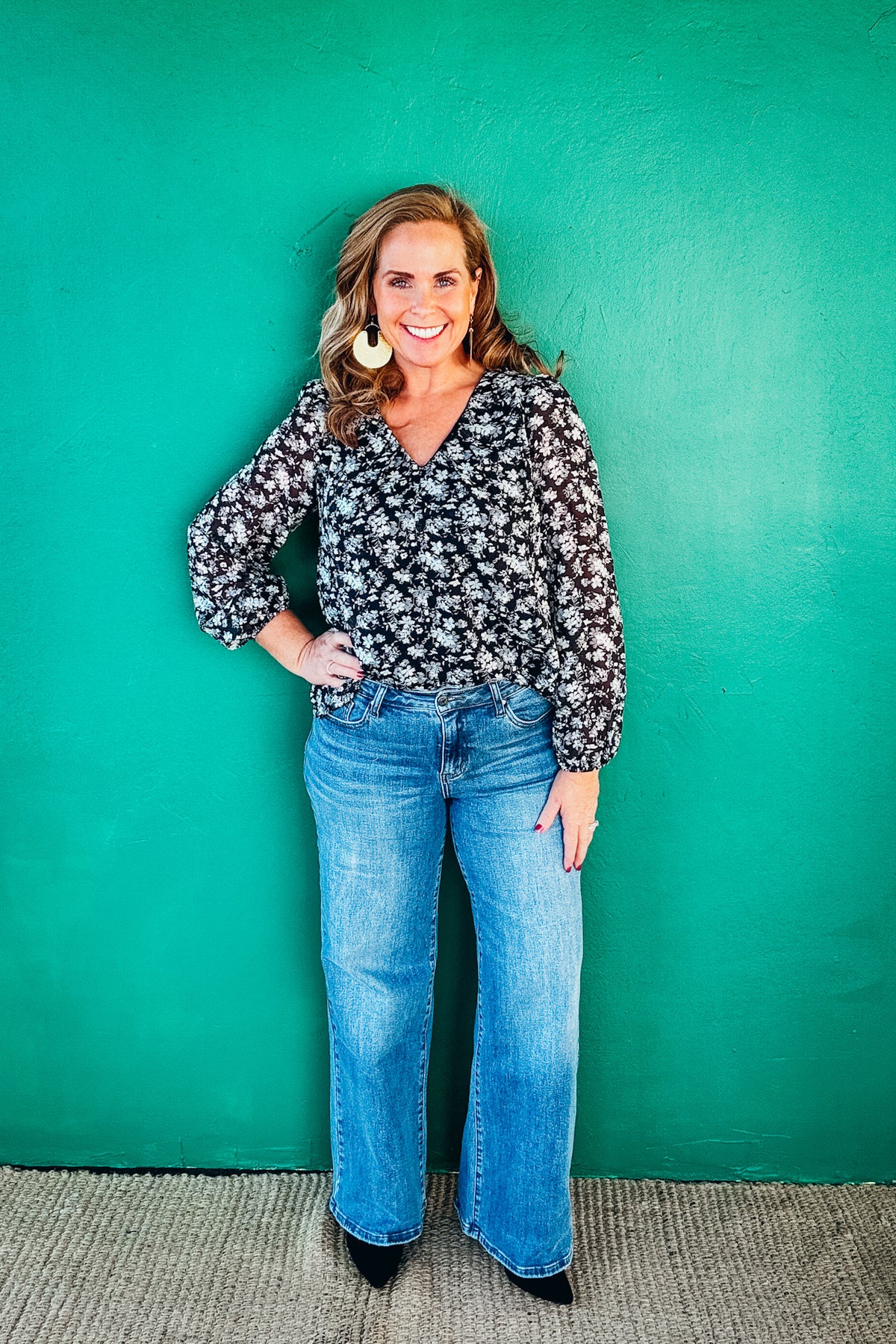 Grace Flower Print Pleat Detail Blouse