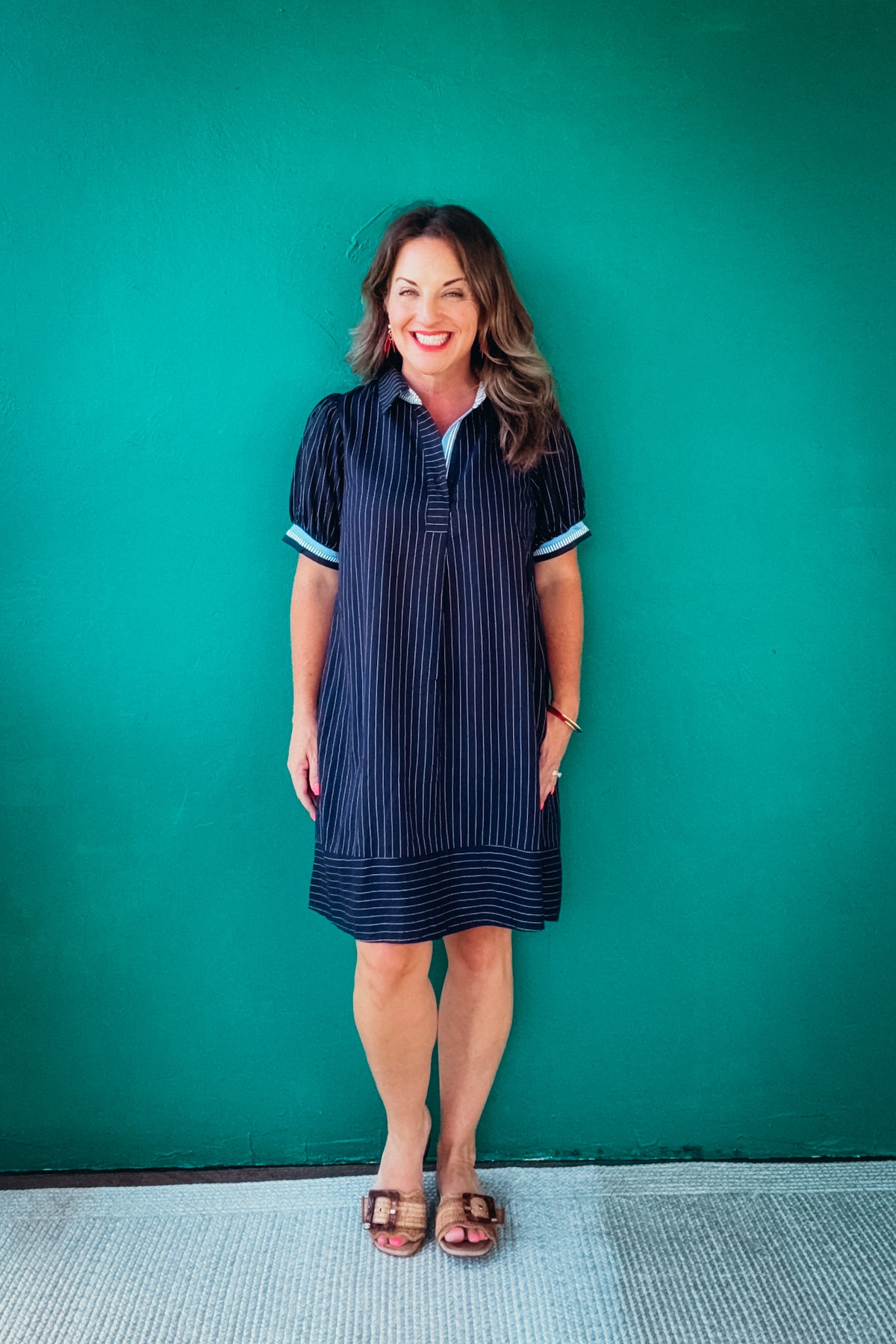 Maggie Linen Striped Polo Dress
