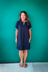 Maggie Linen Striped Polo Dress