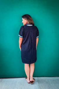 Maggie Linen Striped Polo Dress