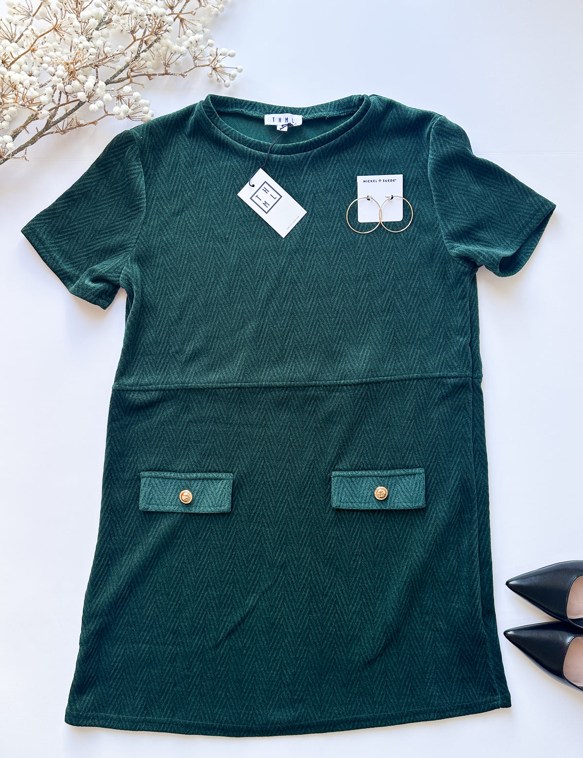 Mary Classic Shift Dress in Emerald