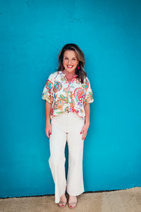 Nora Paisley Print V-Neck Top