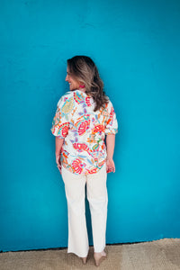 Nora Paisley Print V-Neck Top