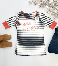 Chloe Striped Fitted Embroidered Tee