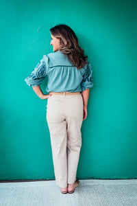 Meredith Embroidery Ruffle Top