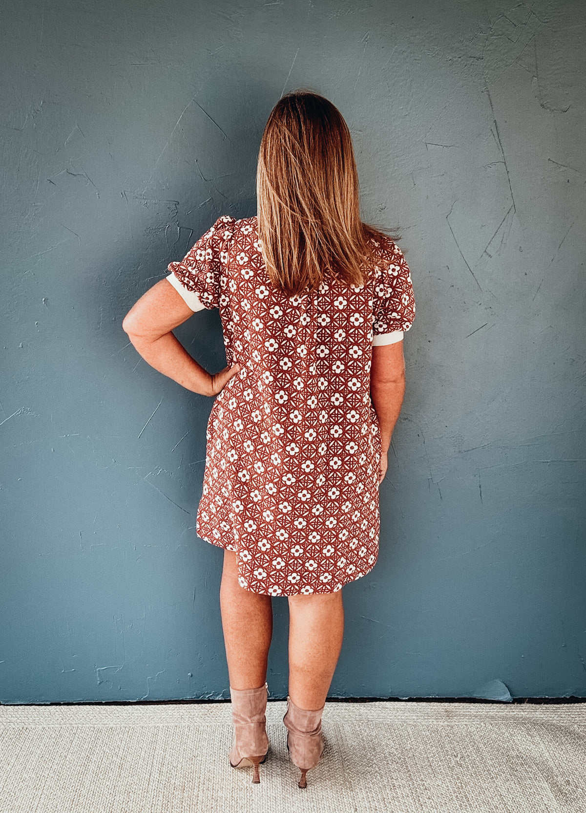 Marlowe Floral Textured Puff Sleeve Mini Dress