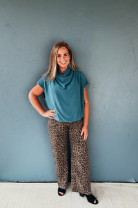 Campbell Draped Mock Neck Oversized Blouse