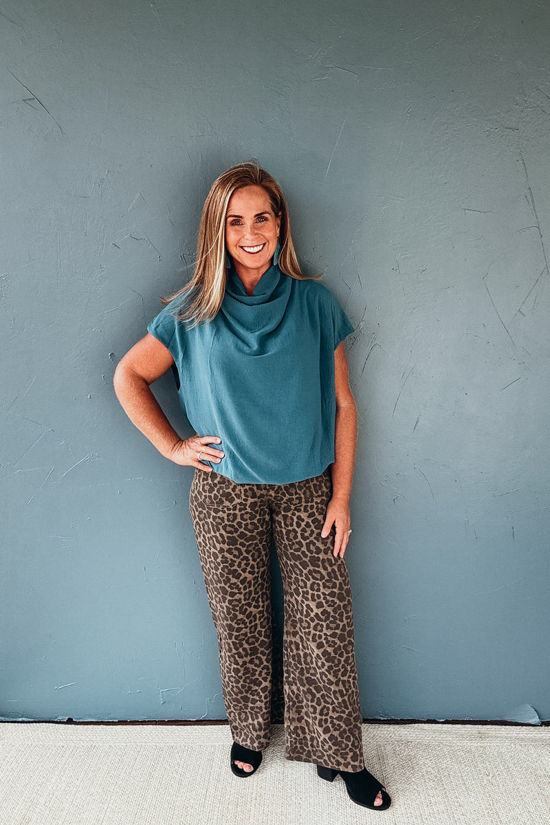 Campbell Draped Mock Neck Oversized Blouse