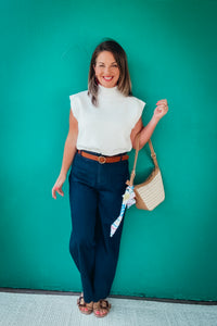 Audrey Chambray High Rise Wide Leg Trouser
