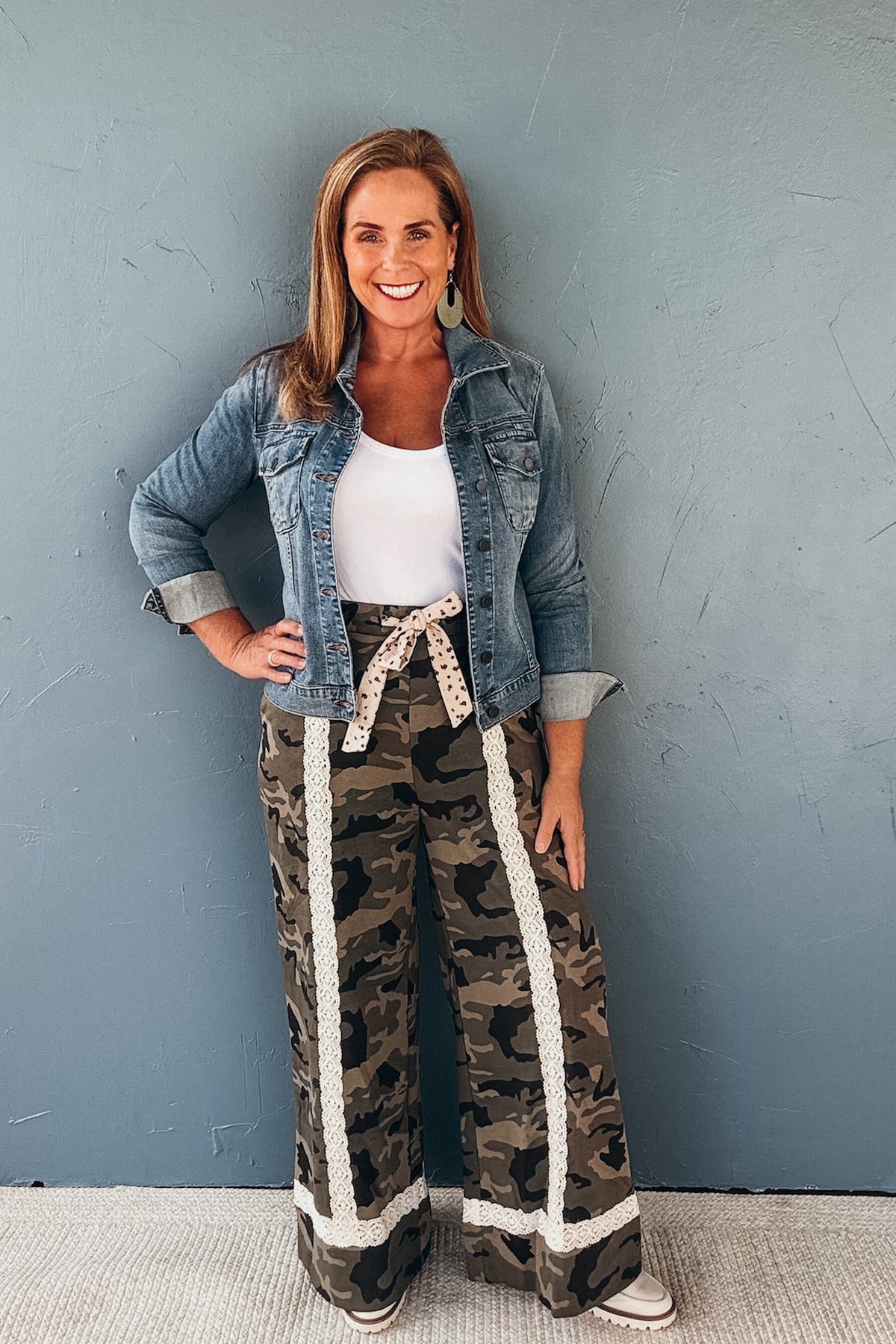 Rory Lace Trimmed Camo French Terry Wide-leg Pants