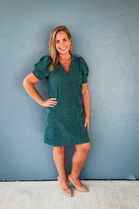 Tessa V Neck Corduroy Dress