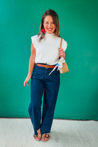 Audrey Chambray High Rise Wide Leg Trouser
