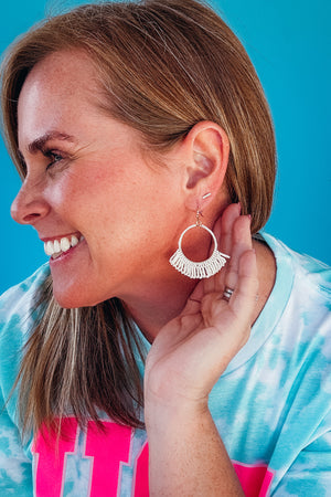 Kendra Fringe Hoop Seed Bead Earring Ivory