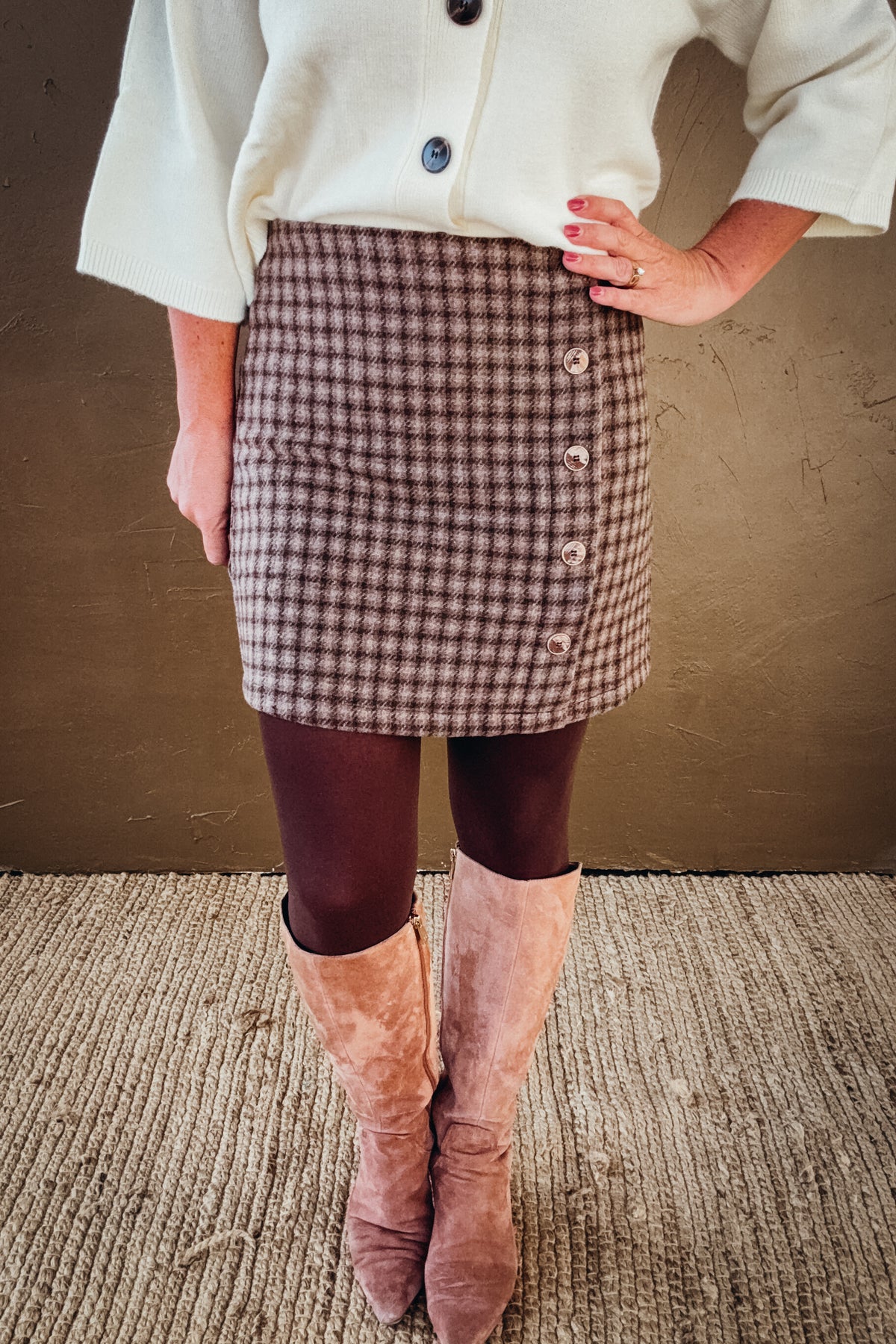 Talia Button Front Plaid Mini Skirt