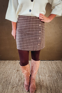 Talia Button Front Plaid Mini Skirt