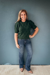 Camille Solid Short Puff Sleeve Sweater