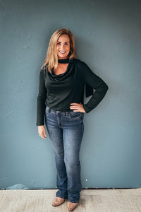 Lucille Long Sleeve Sweater Top with attached scarf detail