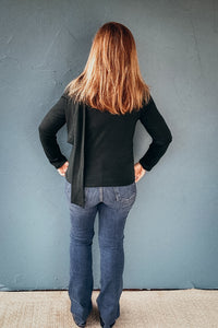 Lucille Long Sleeve Sweater Top with attached scarf detail