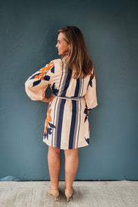 Celine Printed Long Balloon Sleeve Dress