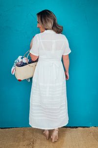 Sadie Lace-trimmed Button-down Cotton Midi Shirt Dress