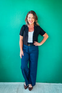 Caroline Linen Short Sleeve Crop Blazer
