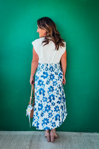 Jo Floral Smocked Waist Midi Skirt