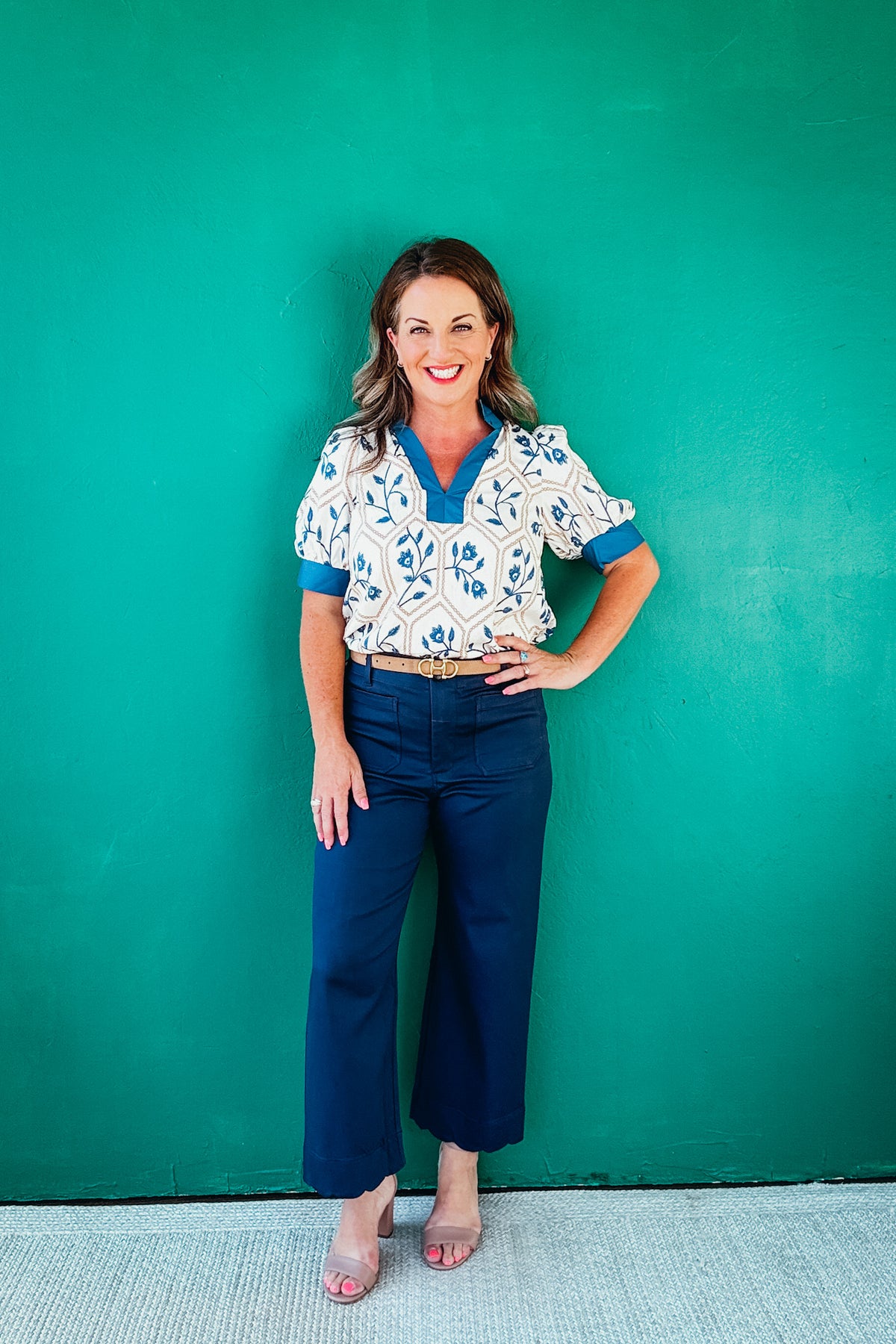 Avery Floral Print Short Sleeve Blouse