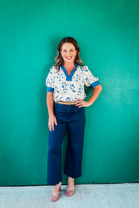 Avery Floral Print Short Sleeve Blouse