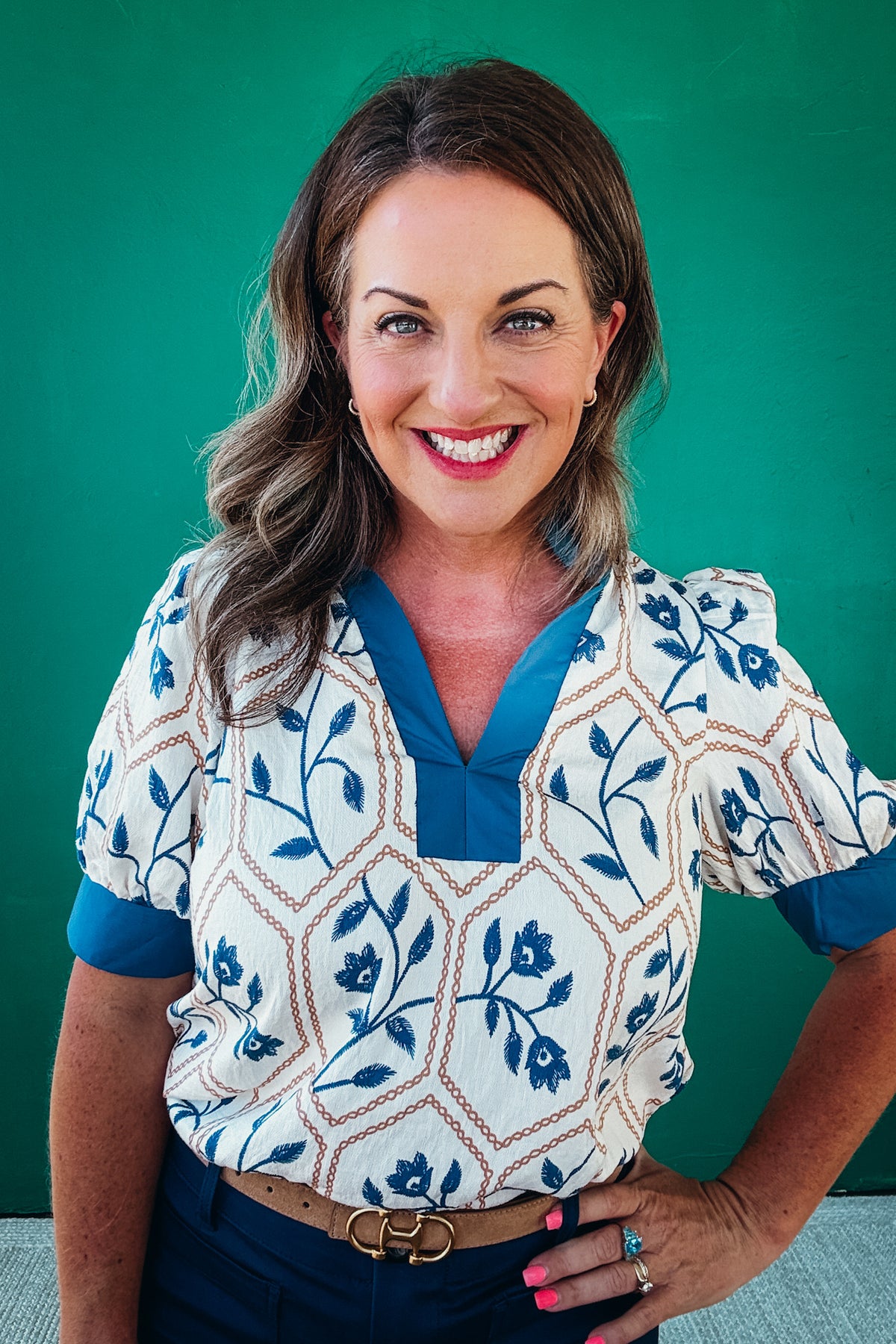 Avery Floral Print Short Sleeve Blouse