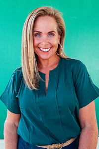 Whitney Solid V-Neck Short Sleeve Blouse