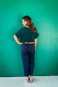 Whitney Solid V-Neck Short Sleeve Blouse
