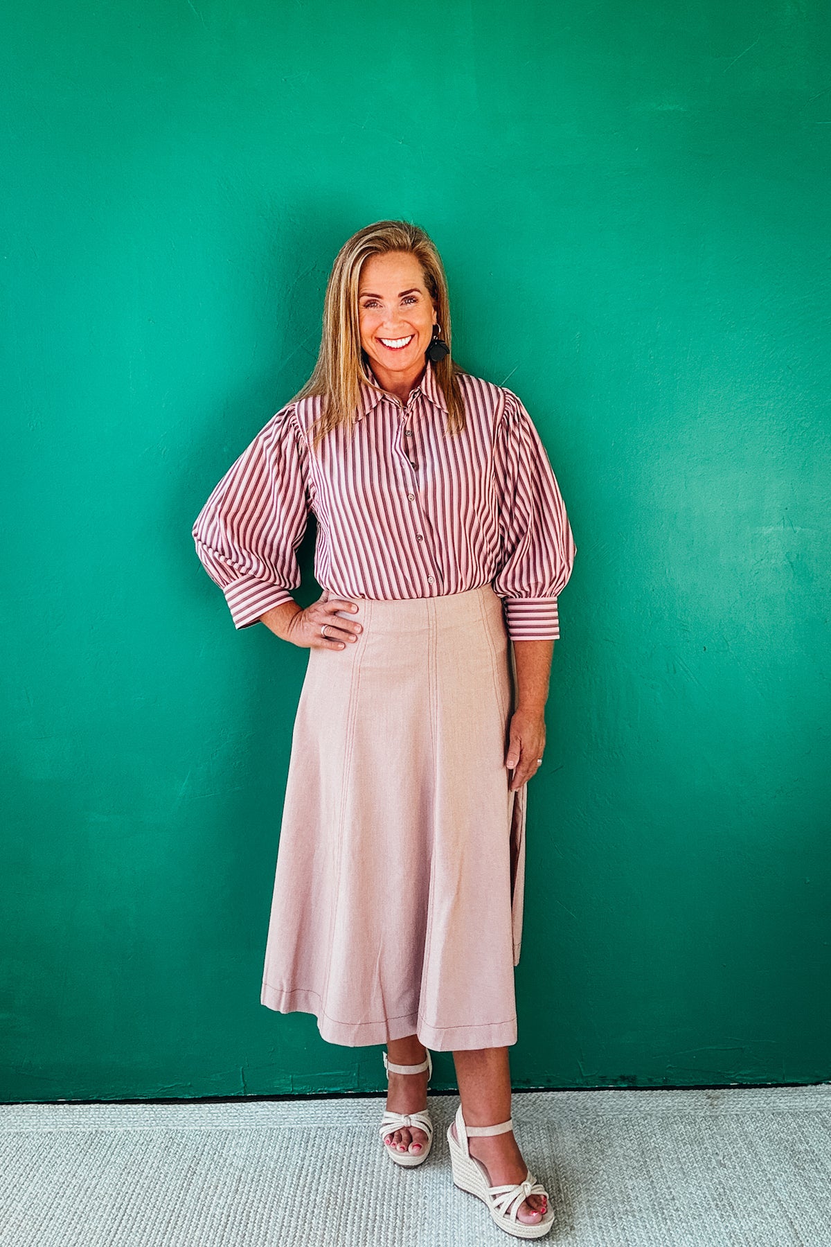 Bridget Striped Button Down Blouse