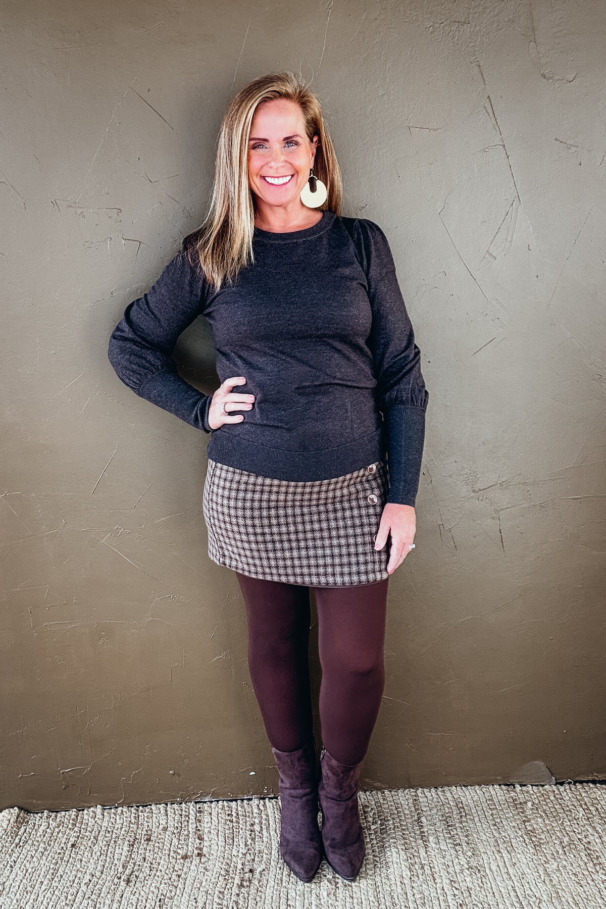 Talia Button Front Plaid Mini Skirt