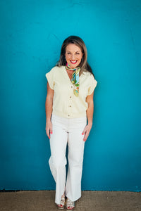 Abigail Cotton Short Sleeve Button-down Sweater Cardigan